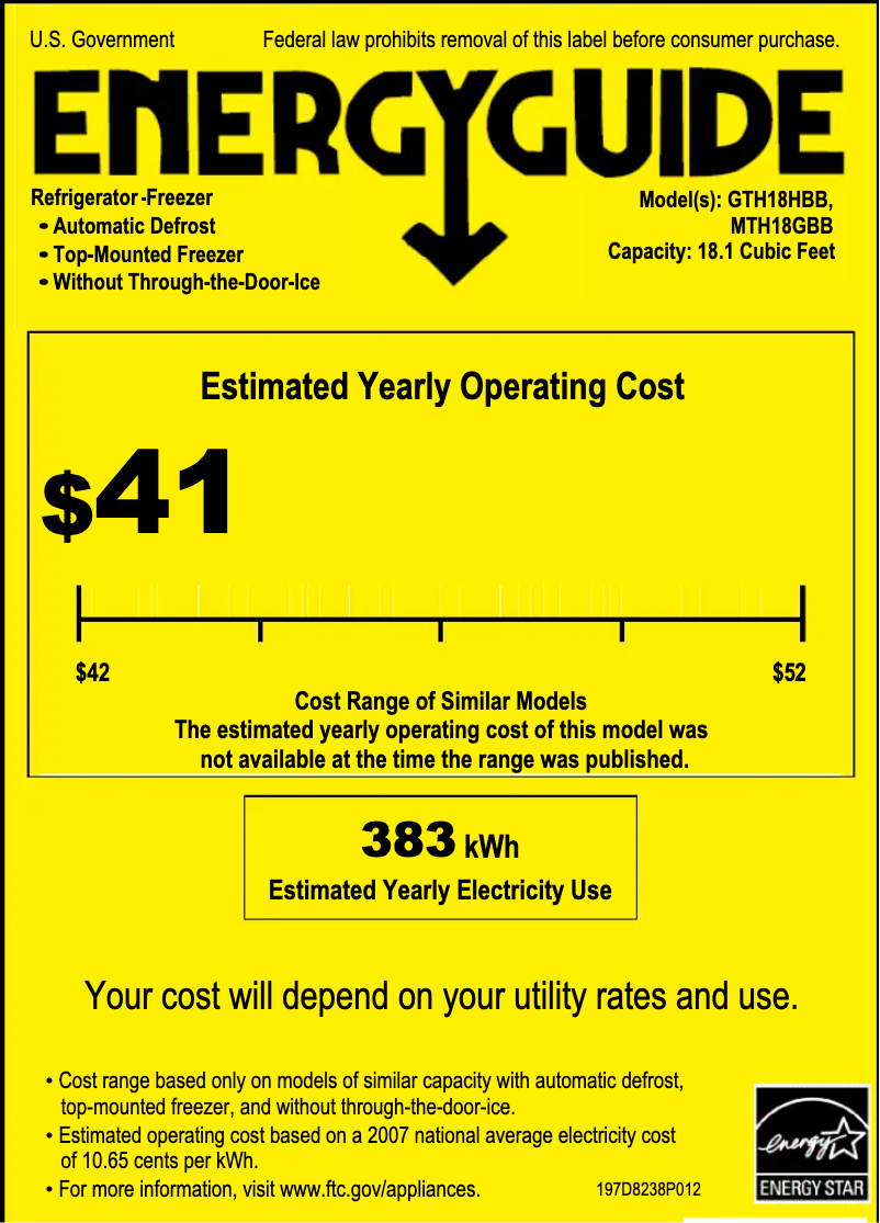 Imagen de la primera página del manual del dispositivo GTH18HBBWW