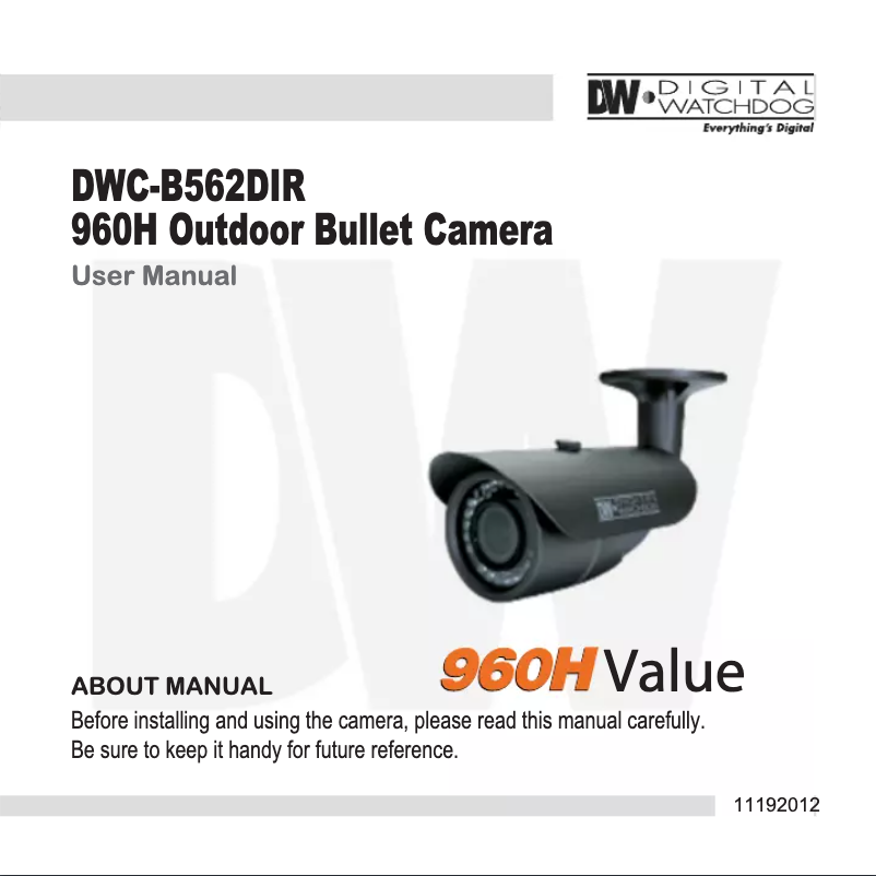 Image de la première page du manuel de l'appareil DWC-D562DIR