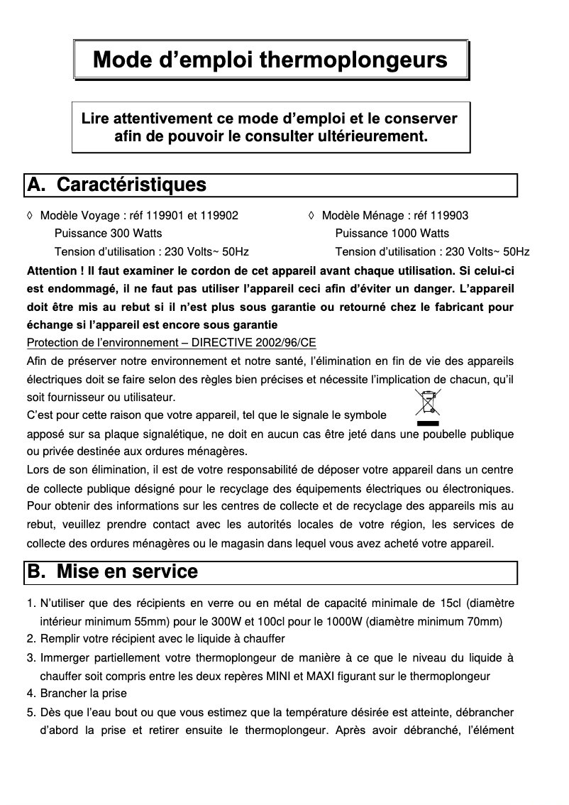 Page 1 de la notice Manuel utilisateur Lagrange 119901