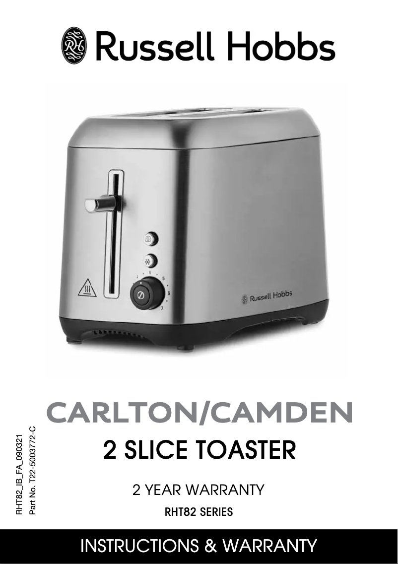 Page 1 de la notice Manuel utilisateur Russell Hobbs Camden RHT82