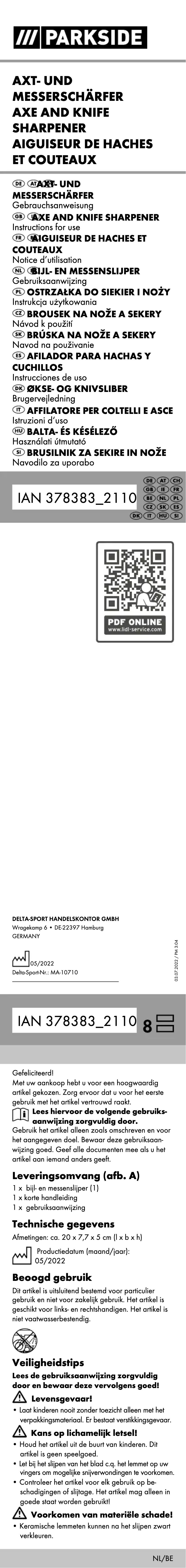 Image de la première page du manuel de l'appareil IAN 378383