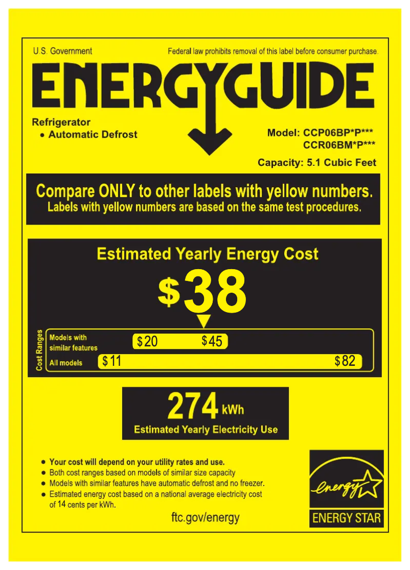 Page n°1 - Label énergétique GE CCP06BP4PW2