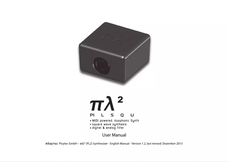 Page n°1 - Manuel utilisateur Ploytec PL2