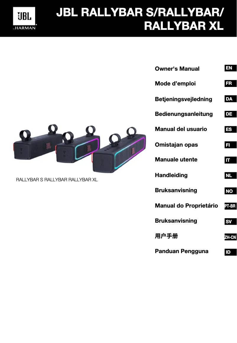 Image de la première page du manuel de l'appareil Rallybar XL