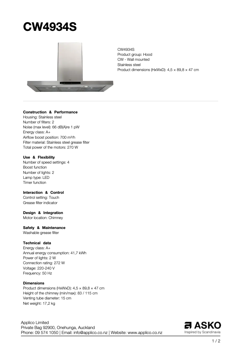Image de la première page du manuel de l'appareil CW4934S
