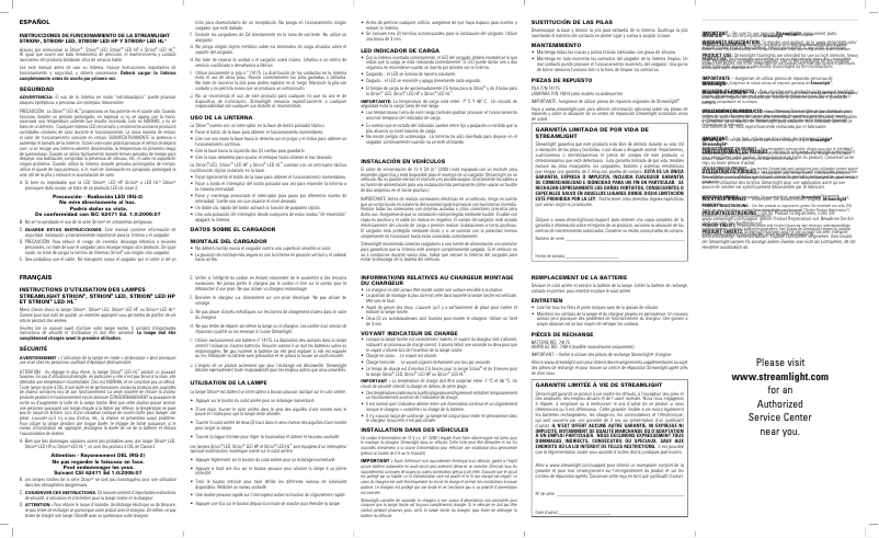 Page n°1 - Manuel utilisateur Streamlight Strion