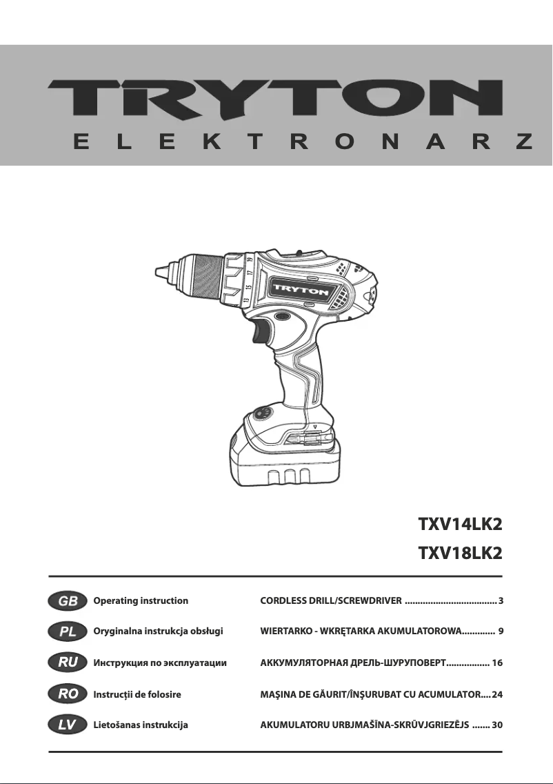 Page n°1 - Manuel utilisateur Tryton TXV18LK2