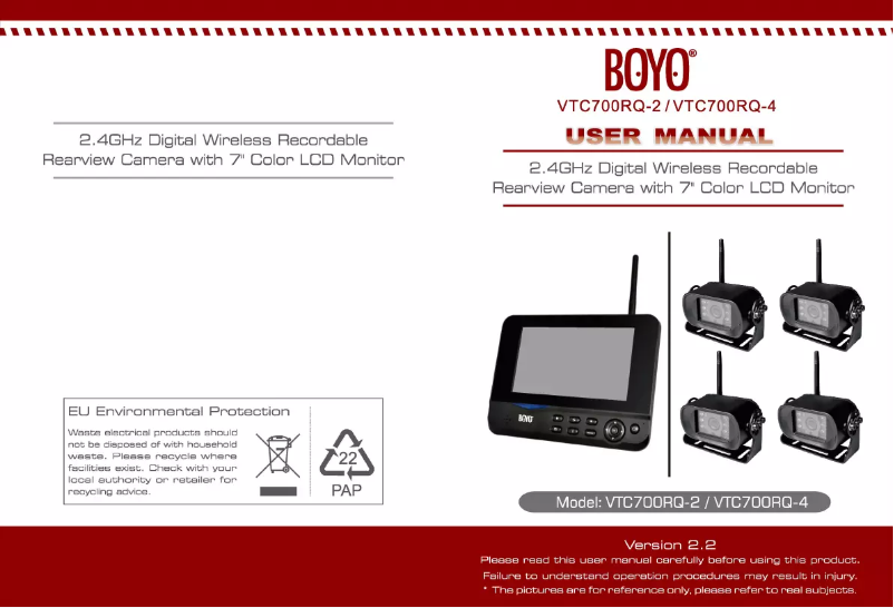 Page 1 de la notice Manuel utilisateur Boyo VTC700RQ-2
