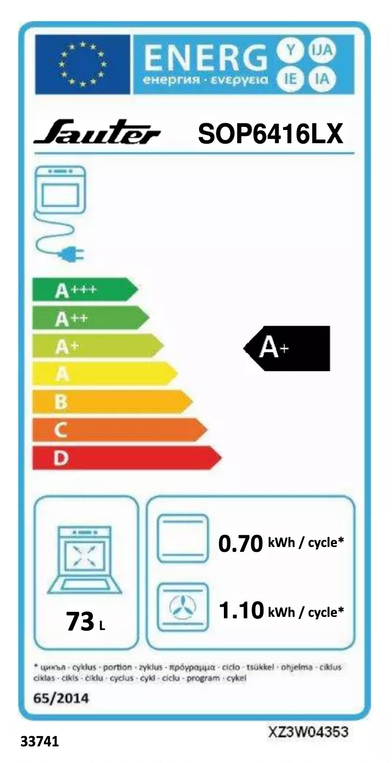 Page 1 of the manual Energy Label Sauter SOP6416LX