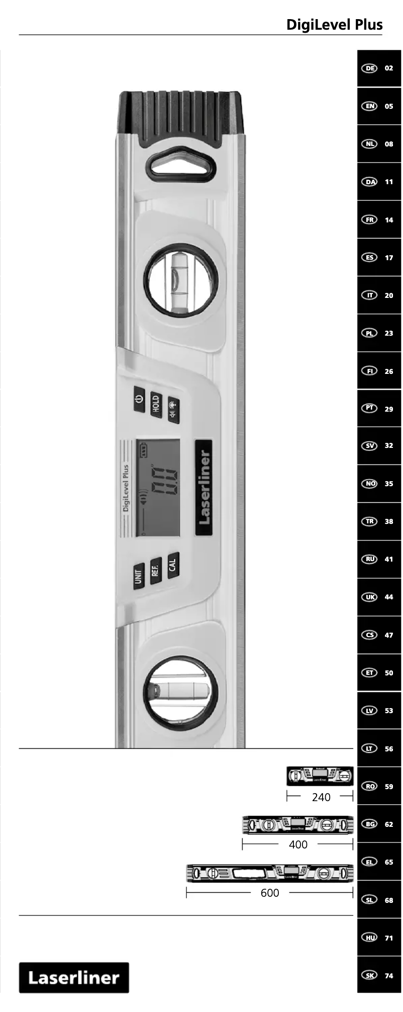 Page 1 de la notice Manuel utilisateur Laserliner DigiLevel Plus 25