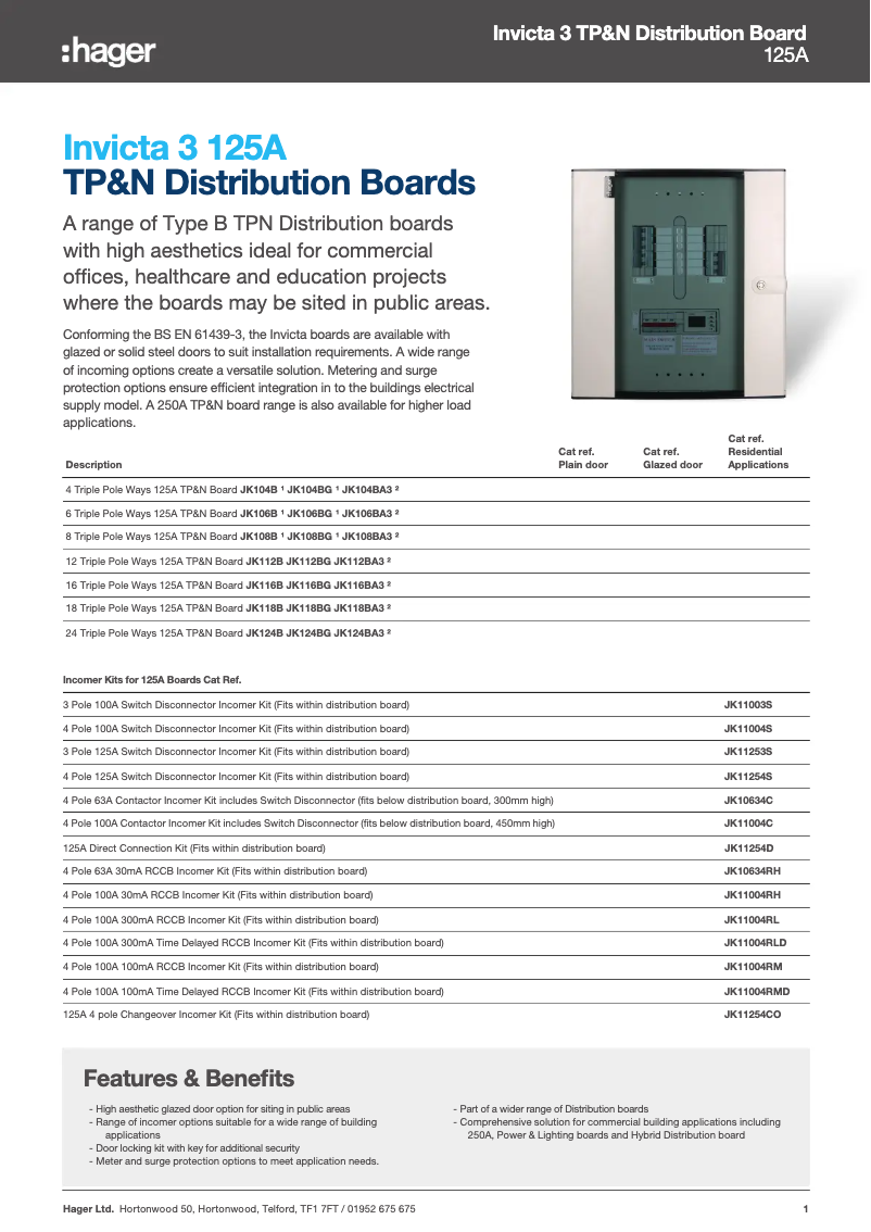 Page n°1 - Manuel utilisateur Hager JK116BA3