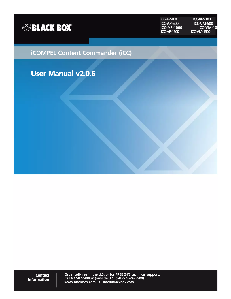 Page 1 de la notice Manuel utilisateur Black Box iCOMPEL ICC-AP-500
