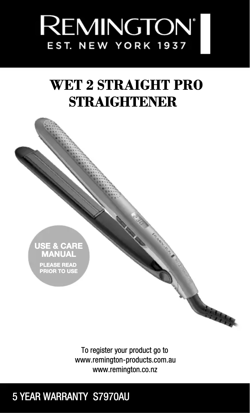 Page 1 de la notice Manuel utilisateur Remington Wet 2 Straight Pro S7970AU