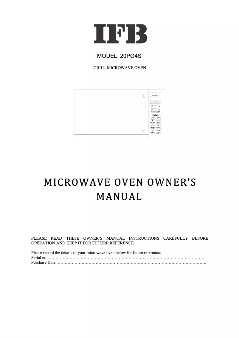 Page 1 de la notice Manuel utilisateur IFB 20PG4S