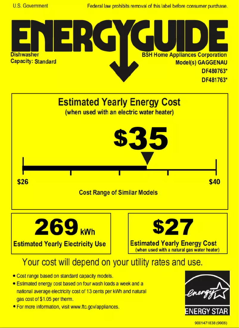 Page 1 de la notice Label énergétique Gaggenau DF481763F