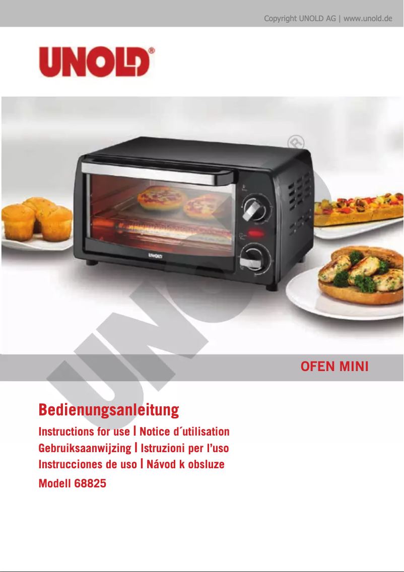 Page 1 de la notice Manuel utilisateur Unold OFEN Mini 68825