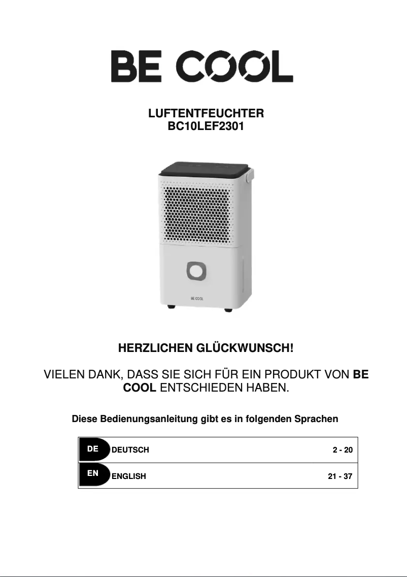 Image de la première page du manuel de l'appareil BC10LEF2301