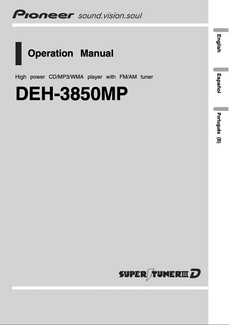 Image de la première page du manuel de l'appareil DEH-3850MP