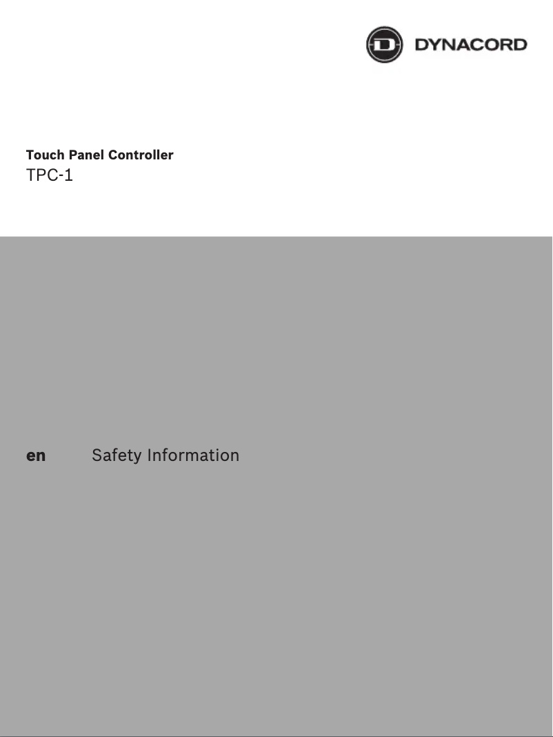 Página 1 del manual Instrucciones de seguridad Dynacord TPC-1