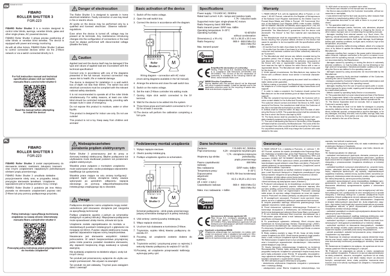 Page 1 de la notice Manuel utilisateur Fibaro Roller Shutter 3 FGR-223