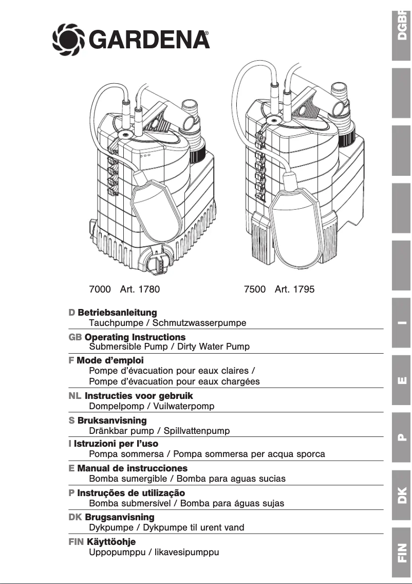 Page 1 de la notice Manuel utilisateur Gardena Classic 7500