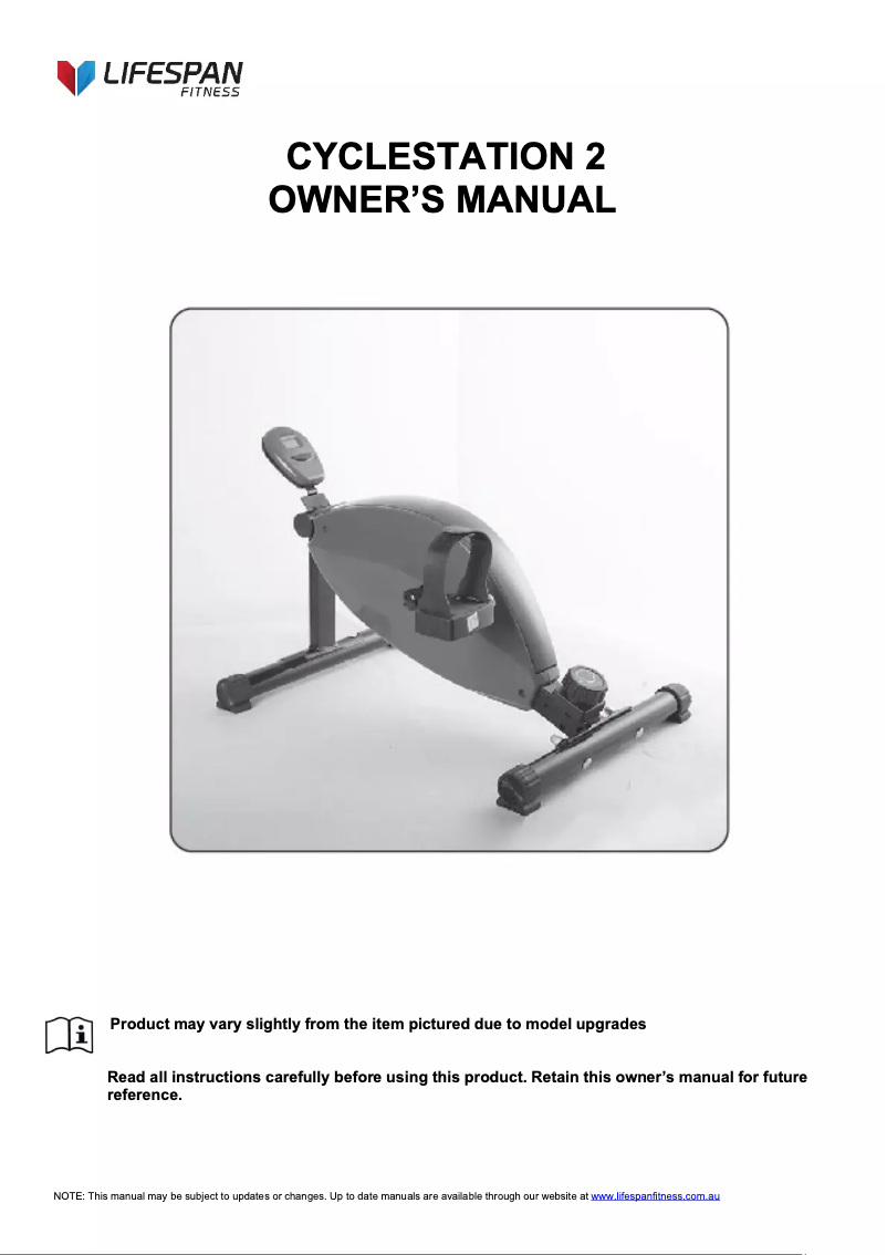 Image de la première page du manuel de l'appareil Cyclestation 2