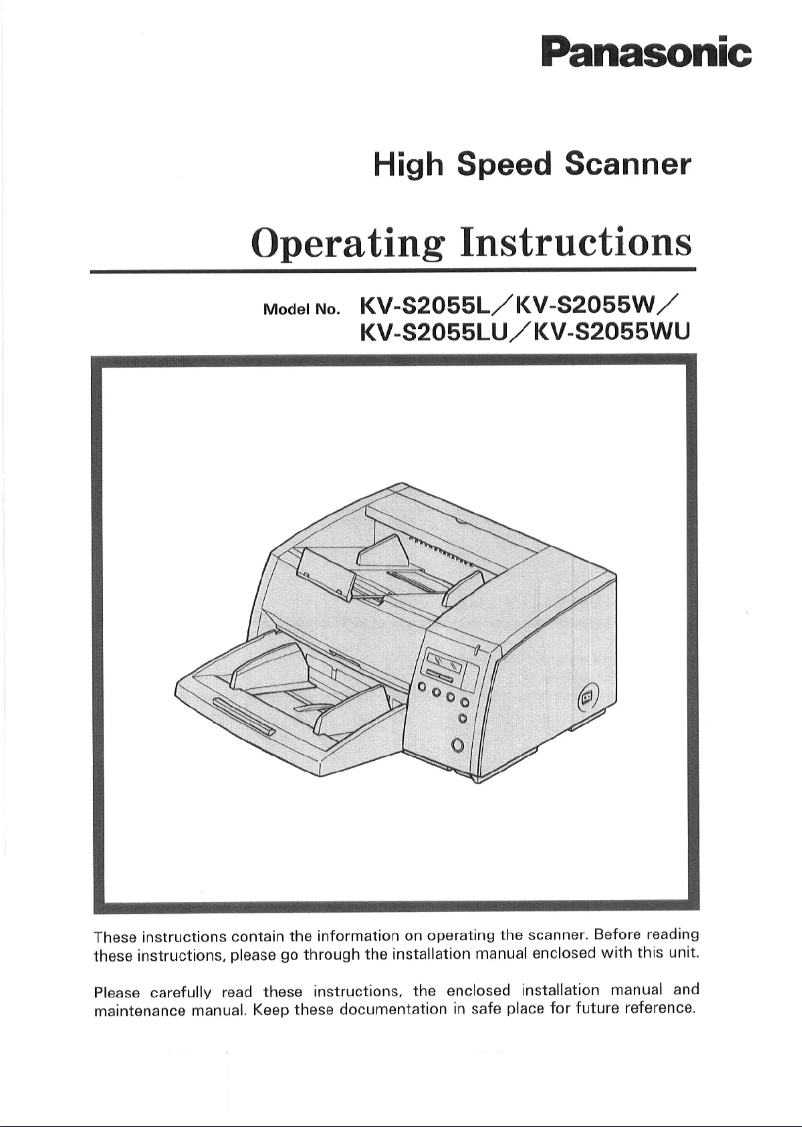 Image de la première page du manuel de l'appareil KV-S2055
