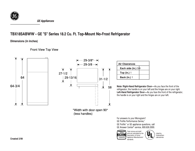 Image de la première page du manuel de l'appareil TBX18SABRWW