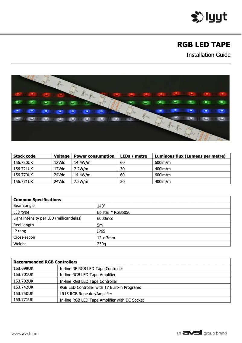 Page 1 de la notice Manuel utilisateur LYYT LT24530-RGB