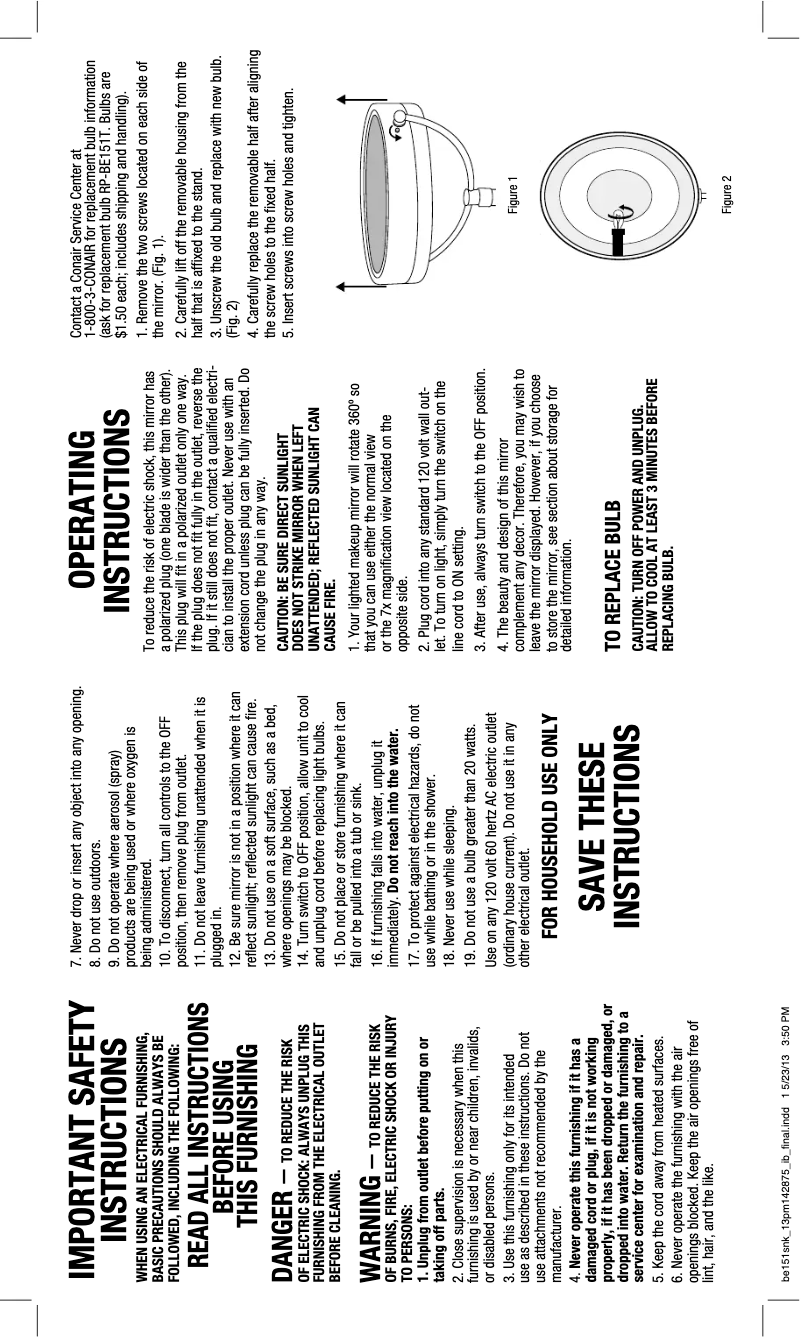 Página 1 del manual Manual de usuario Conair BE151SNK