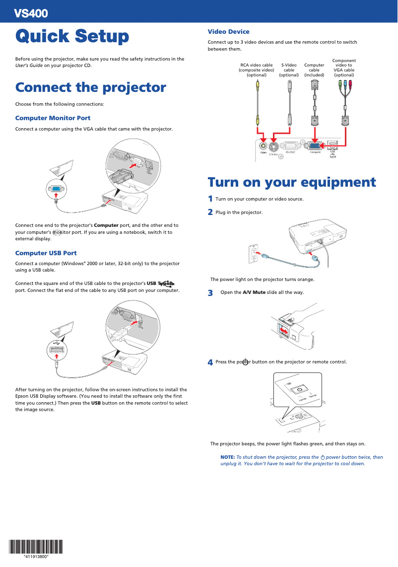 Image de la première page du manuel de l'appareil VS400