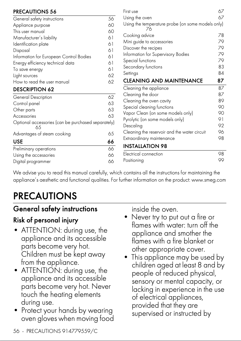 Page n°1 - Brochure Smeg SO6102S3PS