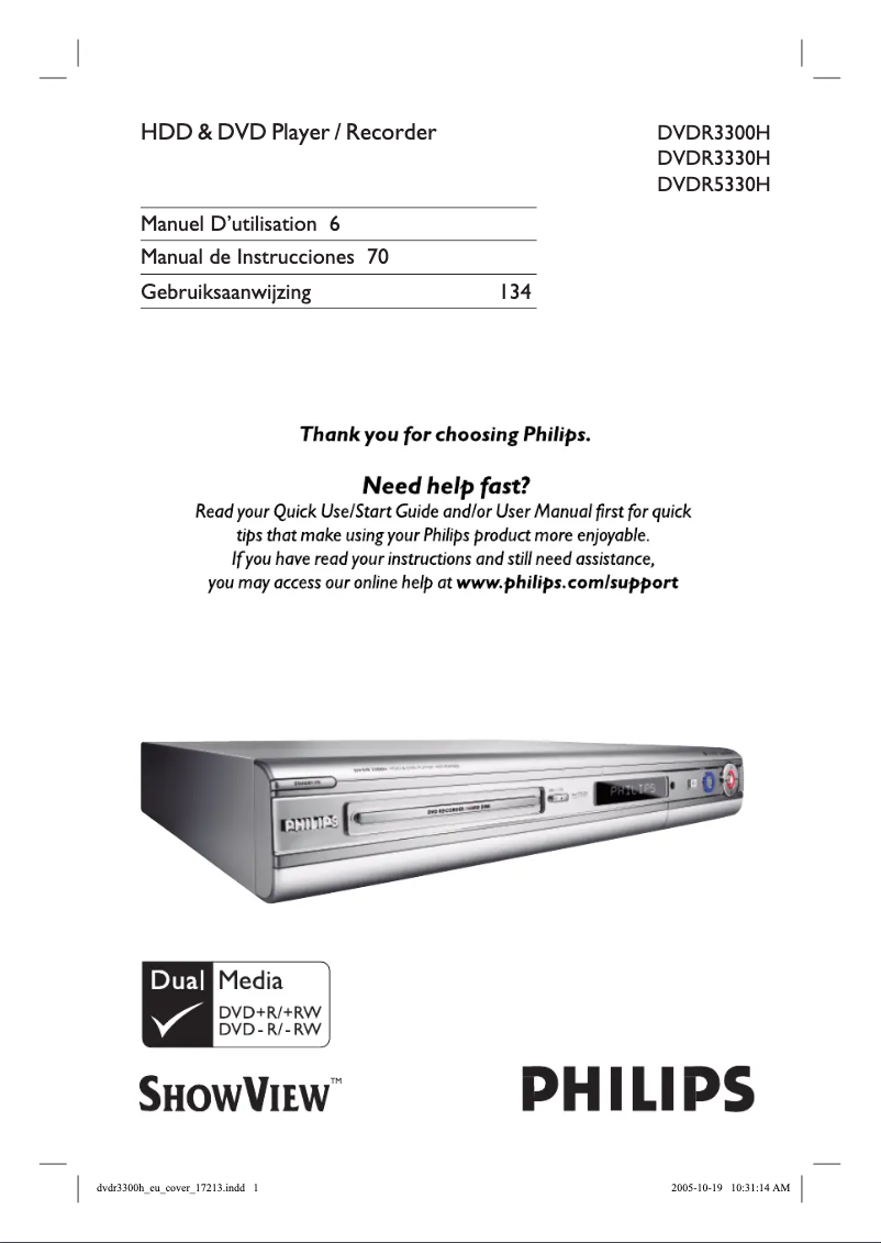 Page n°1 - Manuel utilisateur Philips DVDR5330H