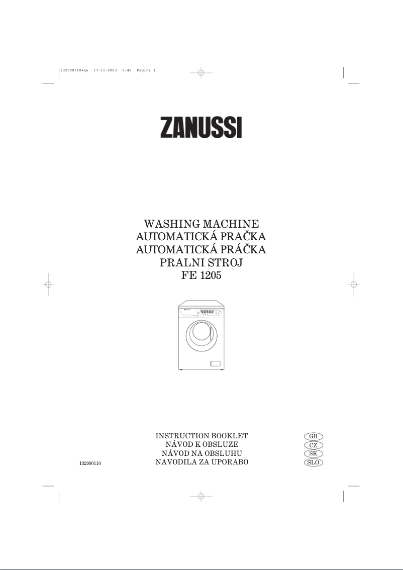 Page n°1 - Manuel utilisateur Zanussi FE 1205