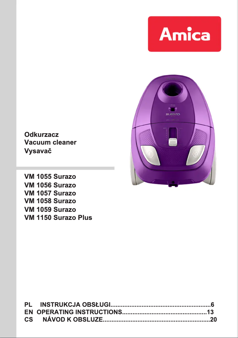 Página 1 del manual Manual de usuario Amica Surazo VM 1059