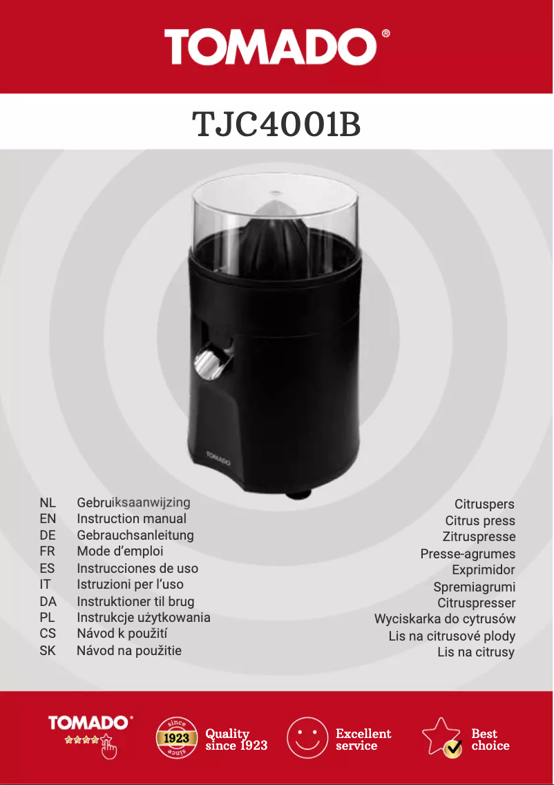 Página 1 del manual Manual de usuario Tomado TJC4001B