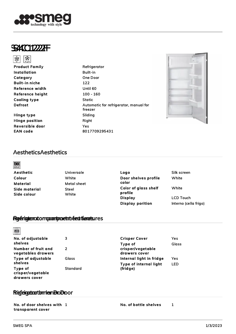 Page 1 de la notice Brochure Smeg S4C122F
