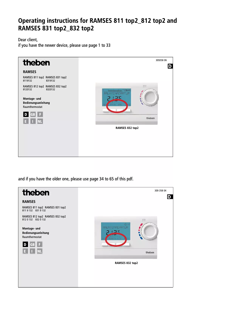 Page n°1 - Manuel utilisateur Theben RAMSES 832 top 2