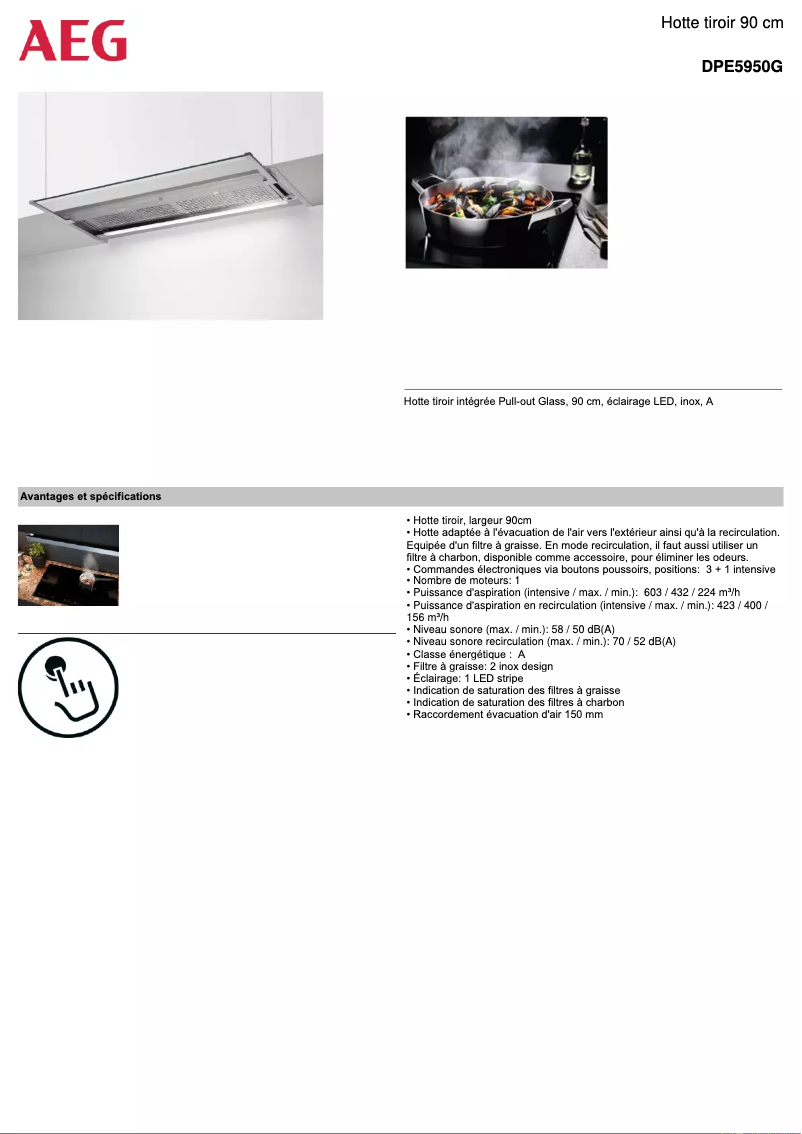 Page n°1 - Fiche technique AEG DPE5950G