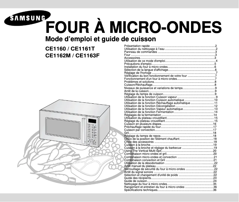 Page n°1 - Manuel utilisateur Samsung CE1160