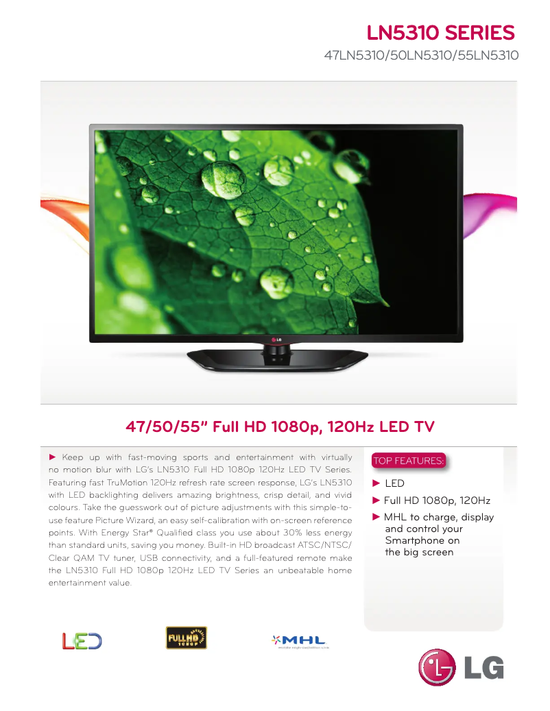 Page n°1 - Fiche technique LG 55LN5310