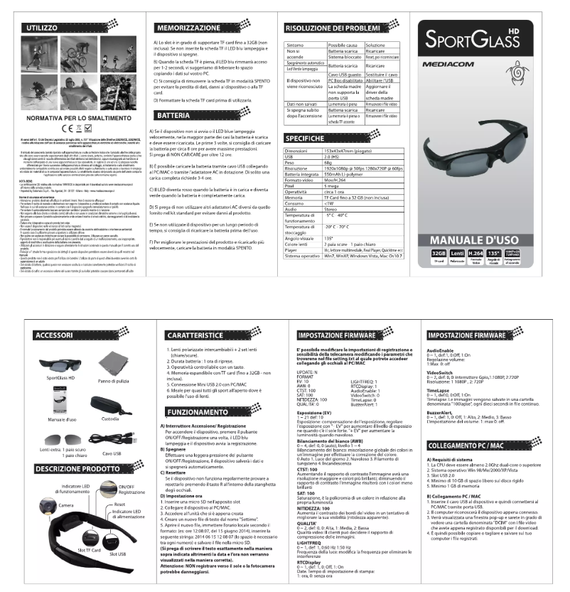 Page 1 de la notice Manuel utilisateur Mediacom GLASSCAM FULL HD