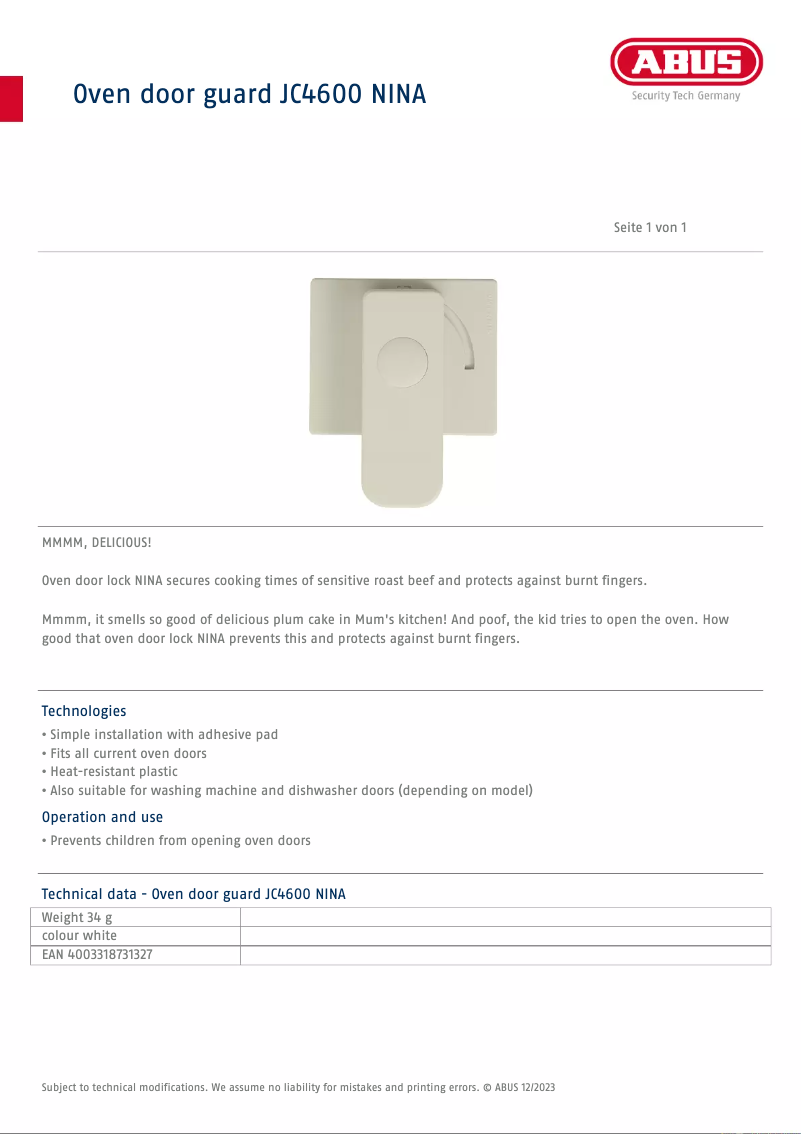 Image de la première page du manuel de l'appareil NINA JC4600