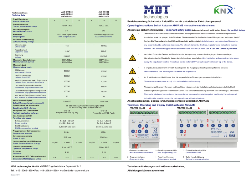 Page 1 de la notice Manuel utilisateur MDT AMI-0416.02