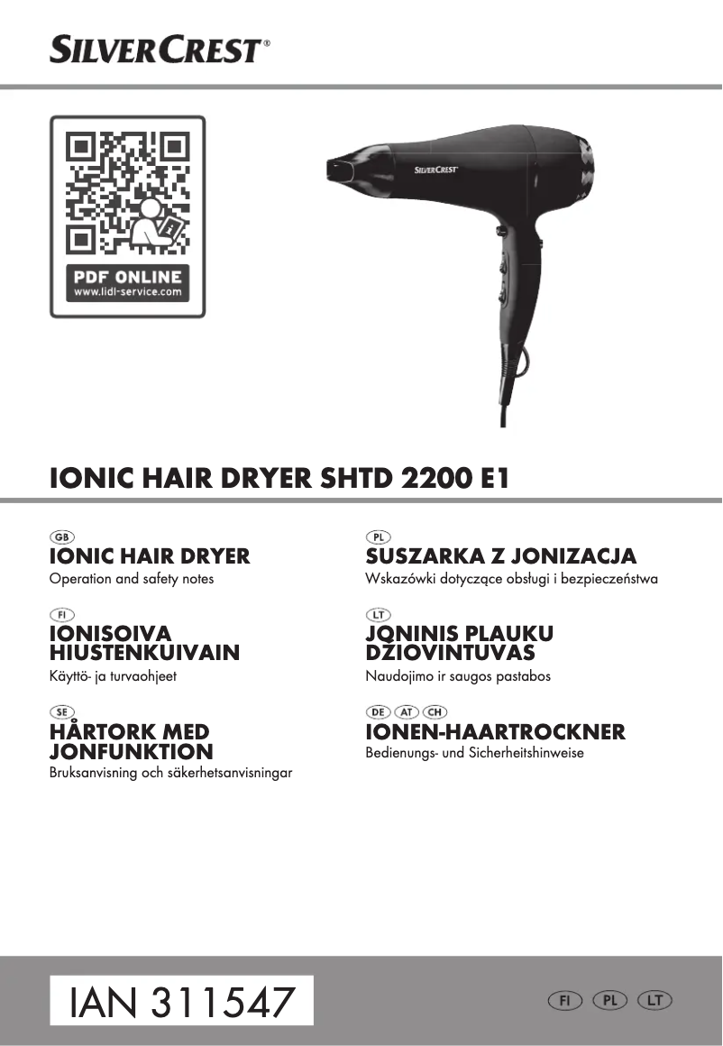 Image de la première page du manuel de l'appareil SHT 2200 E1