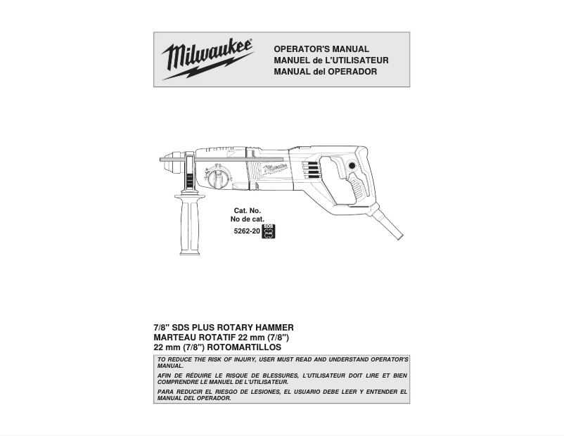 Page n°1 - Manuel utilisateur Milwaukee 5262-21