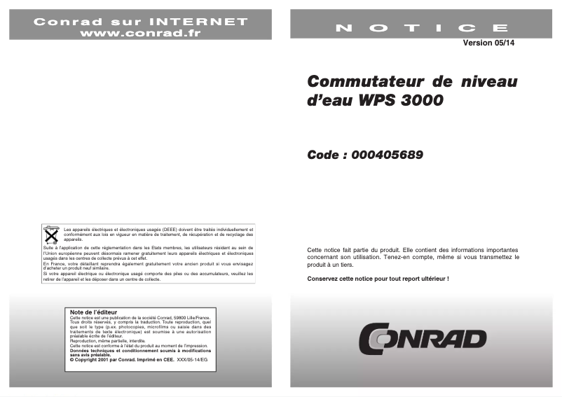 Page 1 de la notice Manuel utilisateur H-Tronic WPS 3000