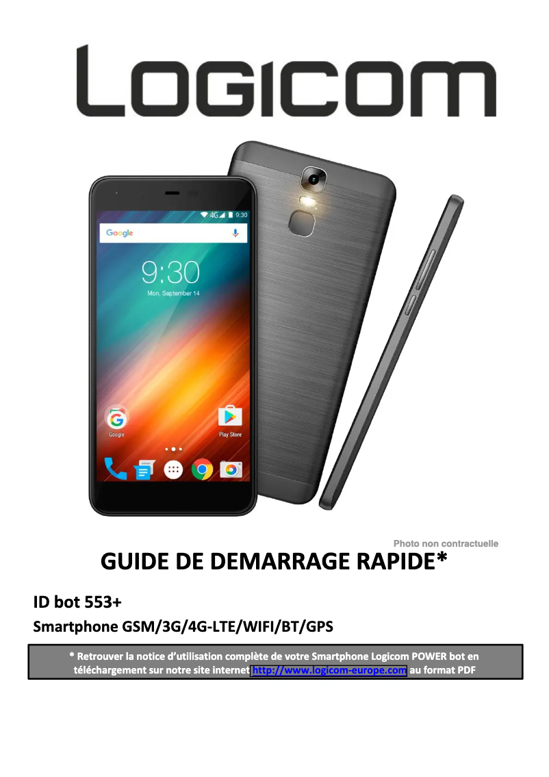 Page 1 de la notice Manuel utilisateur Logicom ID Bot 553+