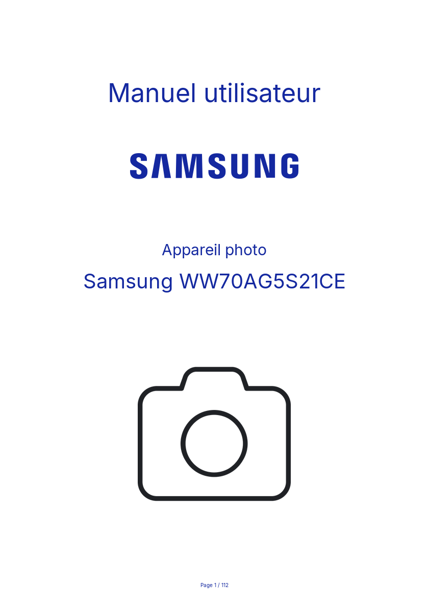 Image de la première page du manuel de l'appareil WW70AG5S21CE