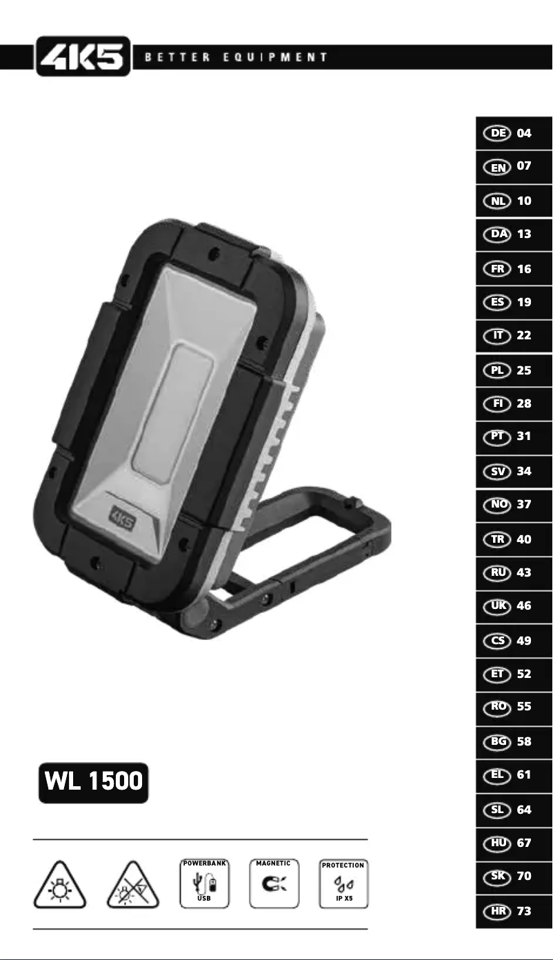 Page 1 de la notice Manuel utilisateur 4K5 WL 1500